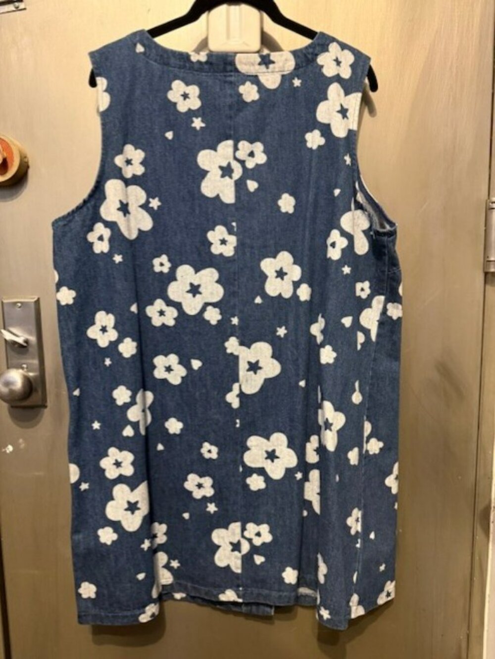 Retro Indigo denim Starry Flower Pinafore Mini Dress - NWOT / AU 18 = US 14 - Picture 13 of 16